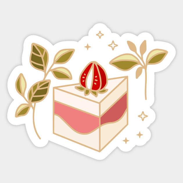 Pink Strawberry Cake Sticker by thecolorblooms